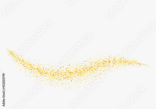 Gold glitter wave abstract background, golden sparkles on white background