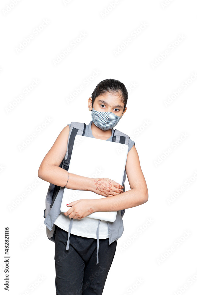 indian girl attending online school , due to cavide-19. indian girl attending online school , due to cavide-19.