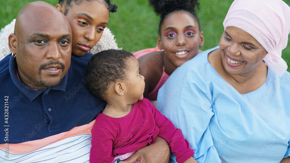 Family Portrait on Grassy Backyard,