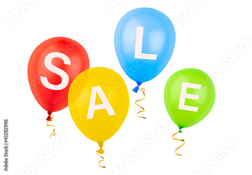 multicolored balloons with the inscription sale. isolated on white background