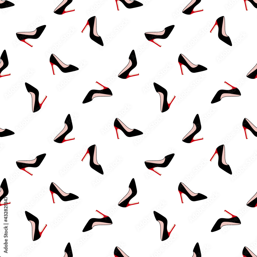 Seamless pattern with shoes. Fashion womens shoes seamless pattern. Flat vector illustration Seamless pattern with shoes. Fashion womens shoes seamless pattern. Flat vector illustration