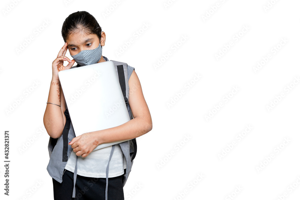 indian girl attending online school , due to cavide-19. indian girl attending online school , due to cavide-19.