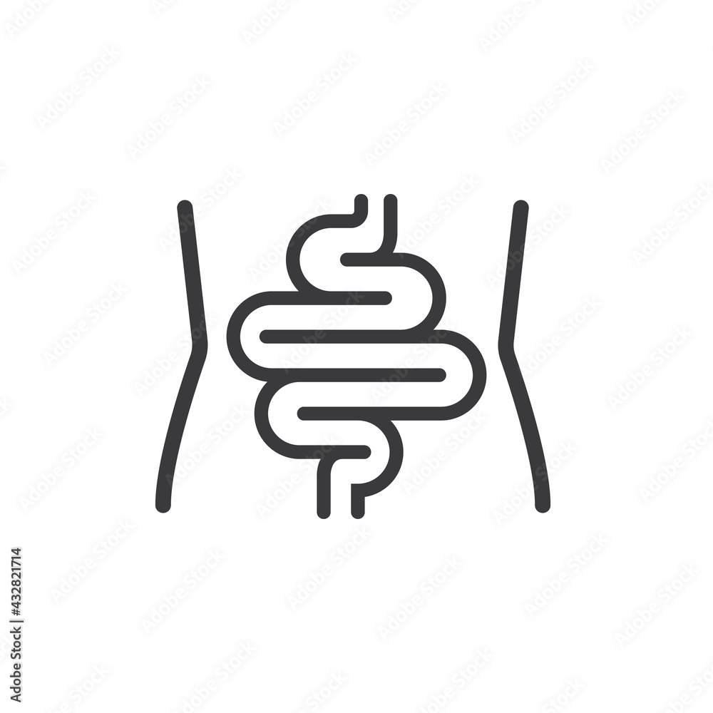 Waist and colon, human digestion symbol, vector, icon. Waist and colon, human digestion symbol, vector, icon.