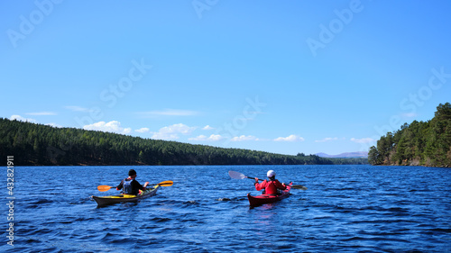 Kayaking on Loch Migdale in Sutherland in the Highlands of Scotland