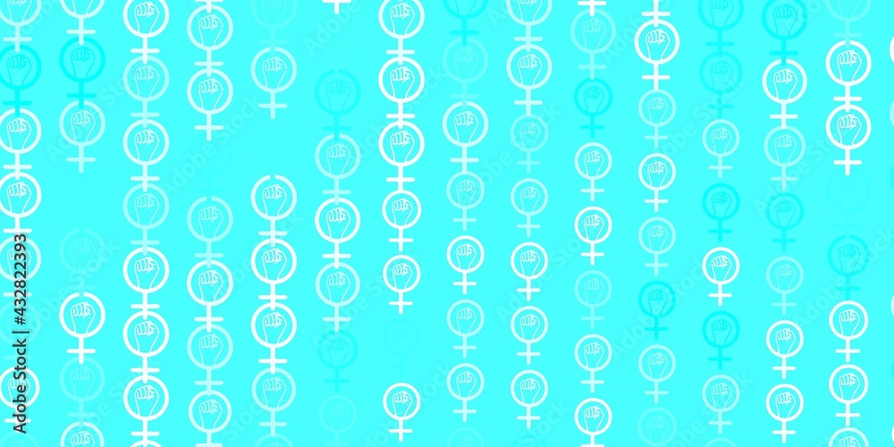 Light Blue, Green vector backdrop with women power symbols.