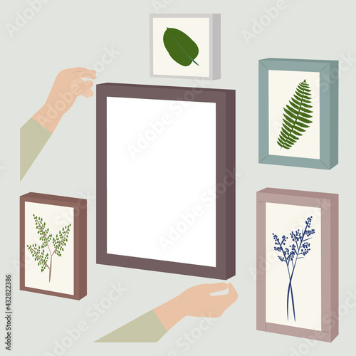 Picture Frame  Hands   Gallery Decoration Message Board   Information Box  Wall  Plant  Leaf