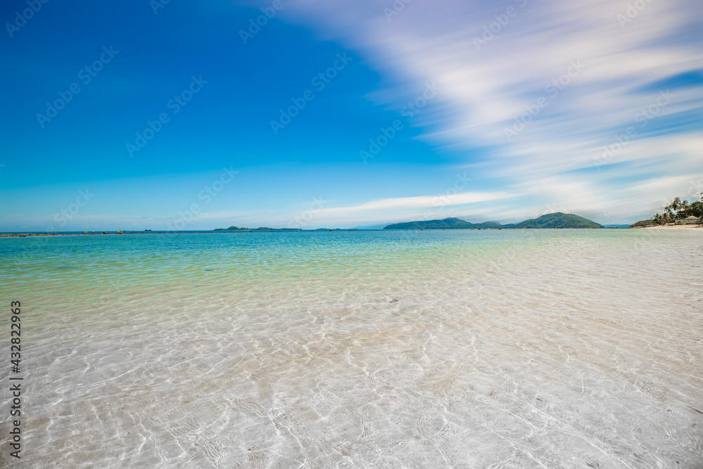 beach with blue sky and clouds