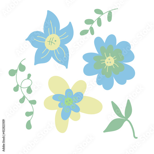 
Collection of blooming flowers isolated on white background. Bundle of flowers used in floristry. Set of decorative floral design elements. Flat cartoon colorful botanical vector illustration.

