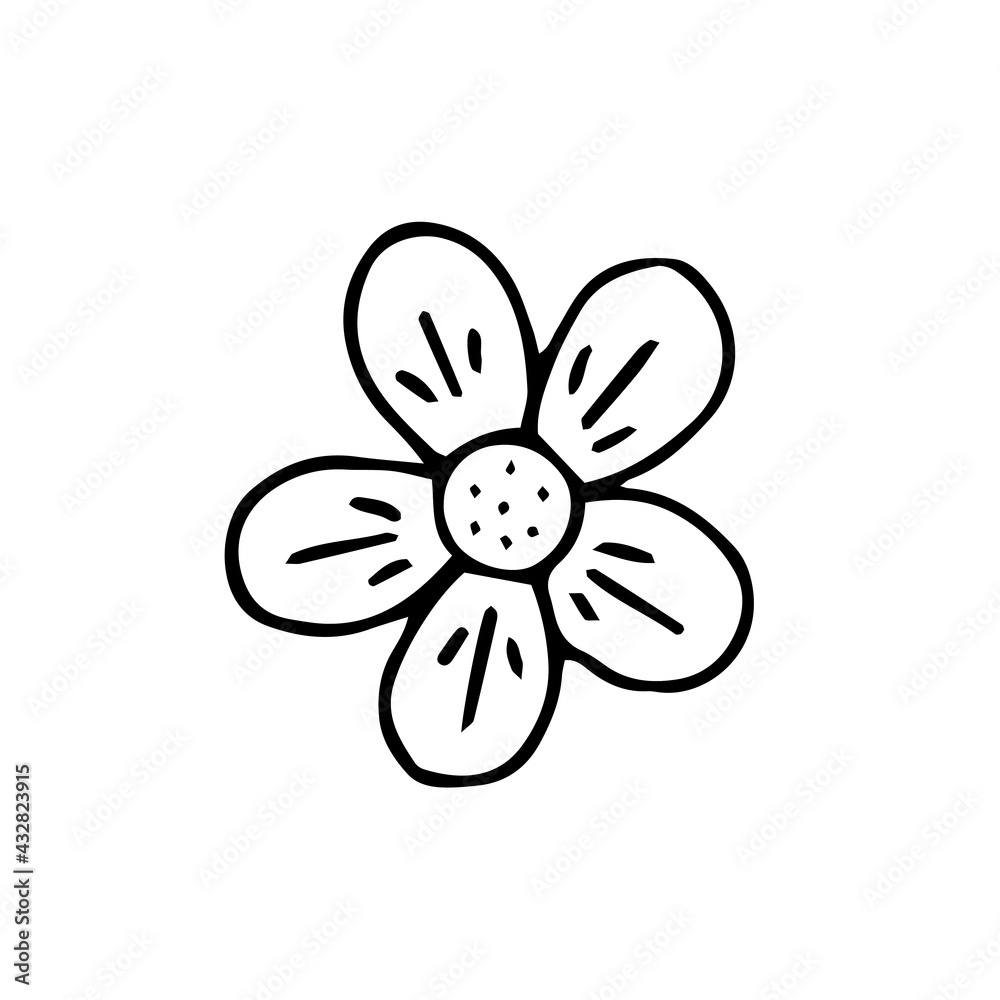 Flower on a white background. Plant. Flowering. Vector. Doodle. Hand-drawn illustration. Silhouette. Black and white outline. Coloring. Flower on a white background. Plant. Flowering. Vector. Doodle. Hand-drawn illustration. Silhouette. Black and white outline. Coloring.