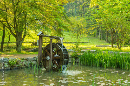 Waterwheel on the pond photo