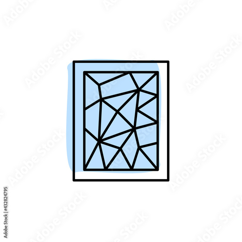 History, stained glass with color shadow vector icon in history set