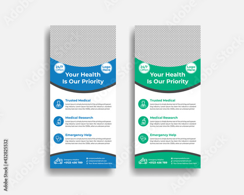 Creative Concept Medical Health Care rack card or DL Flyer or banner layout.