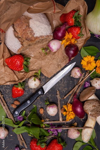 still life with vegetables Knife