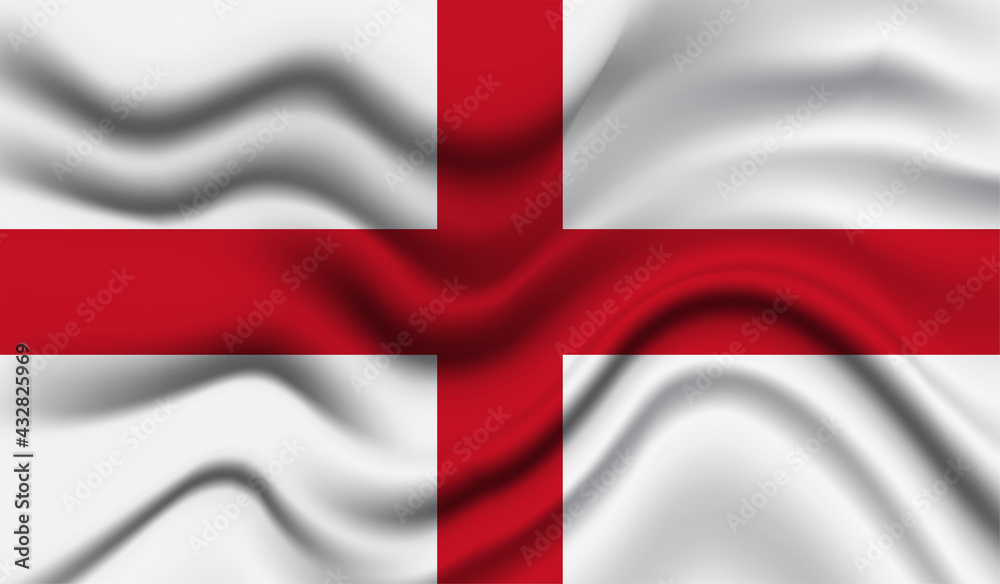 Abstract waving flag of England with curved fabric background. Creative realistic waving flag of England vector background Abstract waving flag of England with curved fabric background. Creative realistic waving flag of England vector background