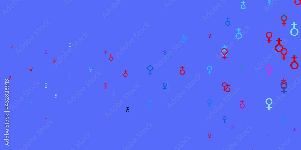 Light Blue, Red vector texture with women's rights symbols. Light Blue, Red vector texture with women's rights symbols.
