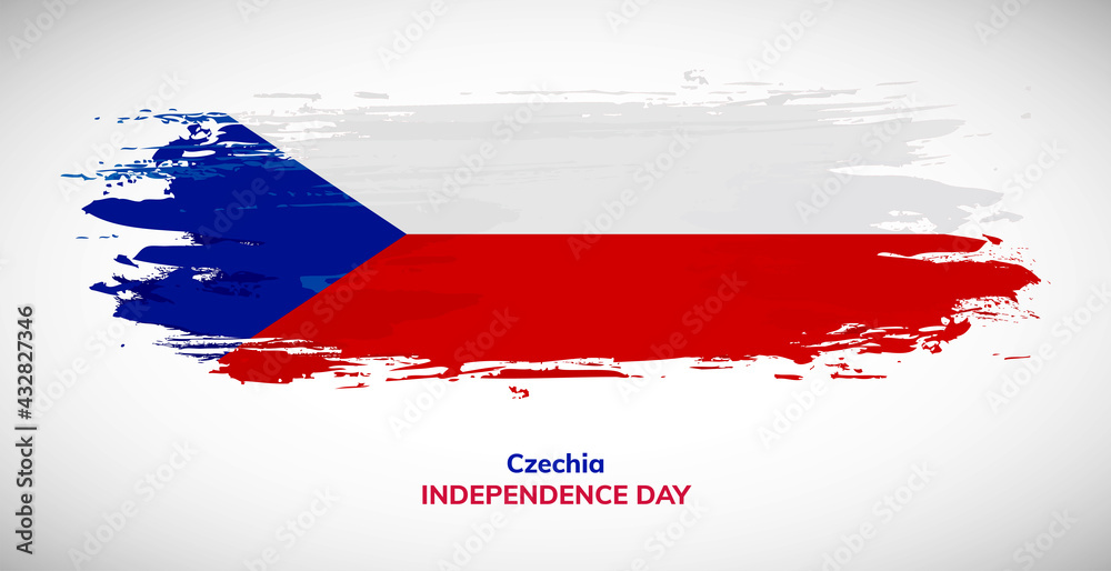 Happy independence day of Czechia. Brush flag of Czechia vector illustration. Abstract watercolor national flag background Happy independence day of Czechia. Brush flag of Czechia vector illustration. Abstract watercolor national flag background