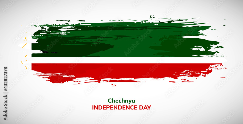 Happy independence day of Chechnya. Brush flag of Chechnya vector illustration. Abstract watercolor national flag background Happy independence day of Chechnya. Brush flag of Chechnya vector illustration. Abstract watercolor national flag background