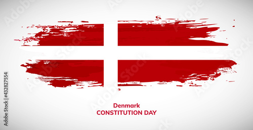 Happy constitution day of Denmark. Brush flag of Denmark vector illustration. Abstract watercolor national flag background