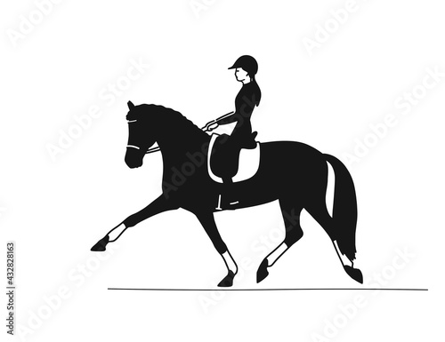 Editable vector illustration of a rider on a horse