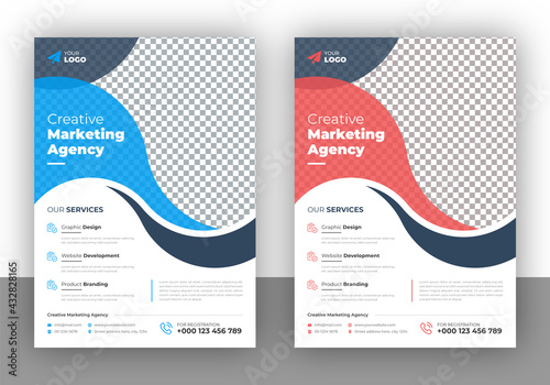 Corporate business flyer design template with colorful gradient and vector graphic element, brochure and magazine cover template in geometric shape and poster layout, company profile proposal design