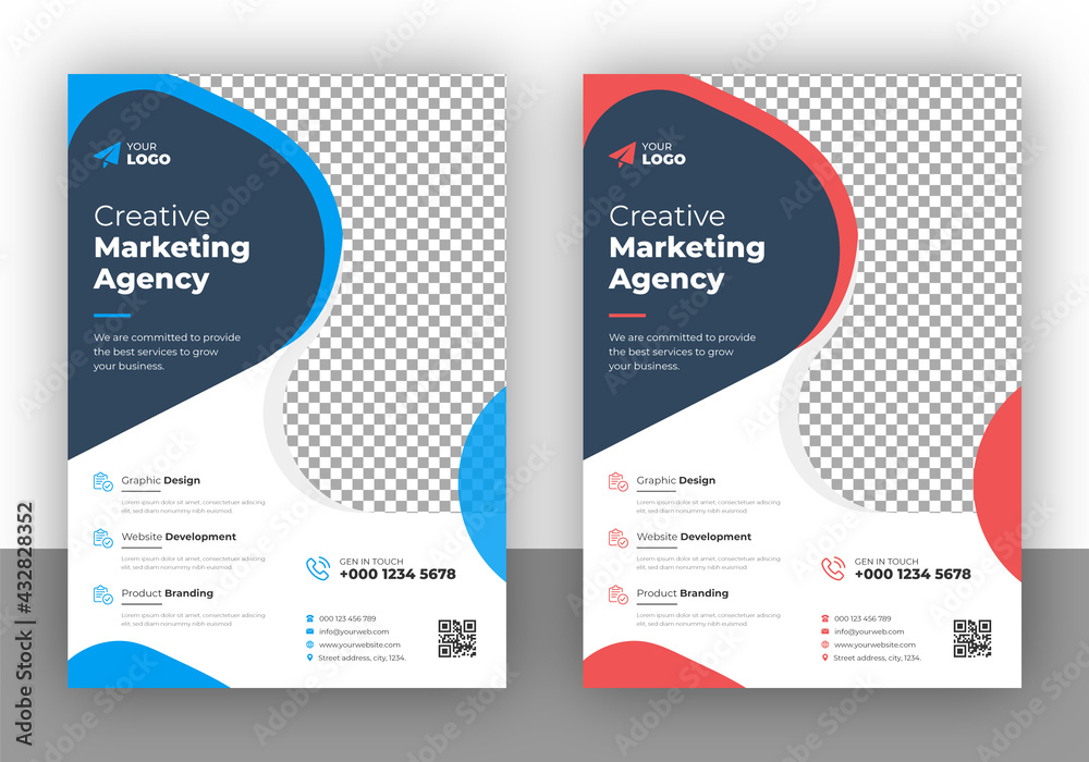 Corporate business flyer design template with colorful gradient and ...