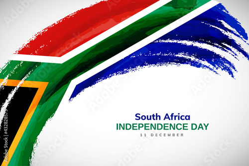 Happy independence day of South Africa with watercolor brush stroke flag background with abstract watercolor grunge brush flag