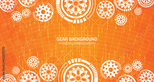 Gear engineering high tech technology on orange background EP.2.