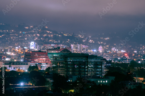 The Hollywood Hills at night in Los Angeles.