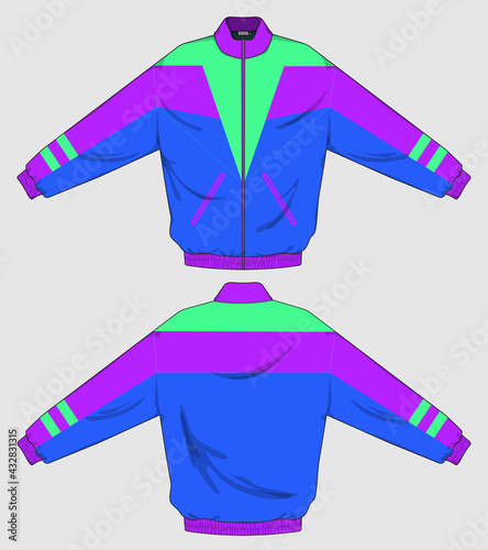 retro vintage windbreaker hoodie jacket template