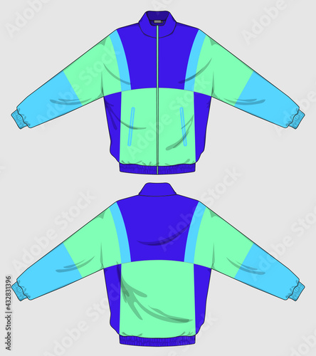 retro vintage windbreaker hoodie jacket template