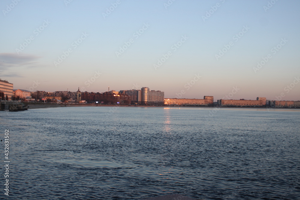 sunset over the river