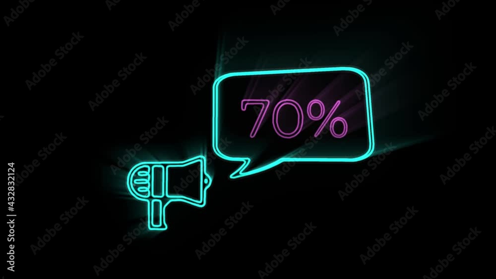 Megaphone with speech bubble 25 percent off 3d letters rotate on white background Megaphone with speech bubble 25 percent off 3d letters rotate on white background