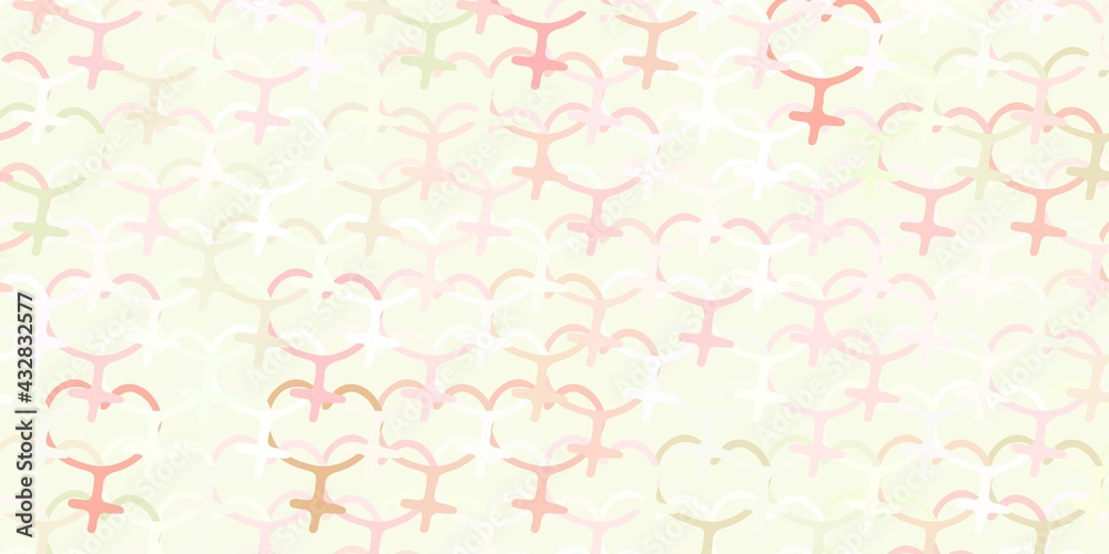 Light Pink, Green vector background with woman symbols.