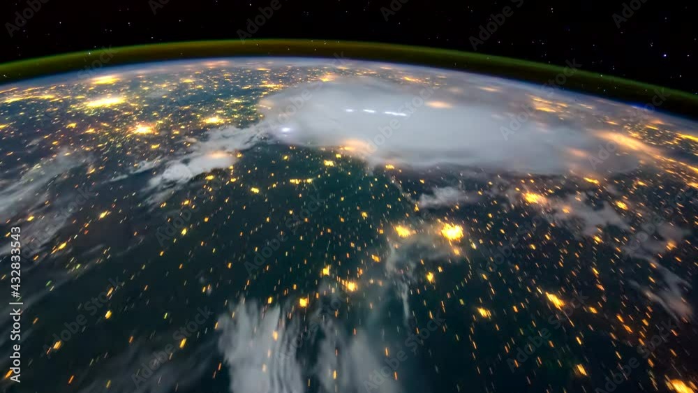 Earth Planet Night Scene Space view from International Space Station ISS, Public Domain images from Nasa Time lapse