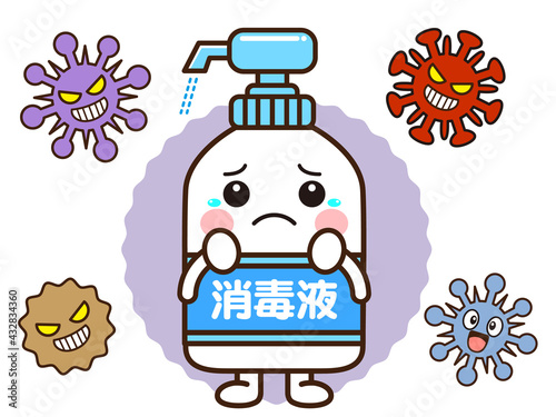 ウイルスに敗北した消毒液くん