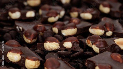 Chocolate. crushed dark chocolate with nuts
