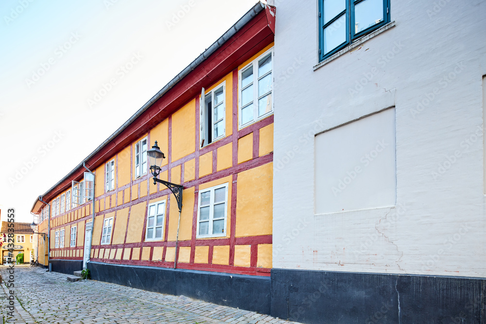 old scandinavian building in a narrow street