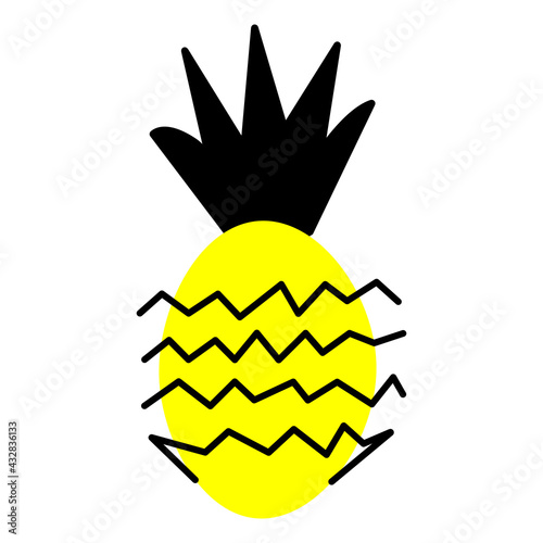 Simple abstract pineapple illustration in cartoon style. Modern vector design element. Isolated stock vector illustration.