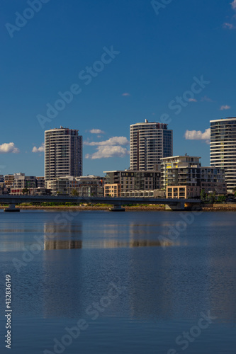 Residential apartment buildings on Sydney Parramatta River NSW Australia  © Elias Bitar