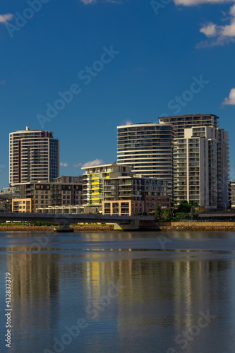 Residential apartment buildings on Sydney Parramatta River NSW Australia 