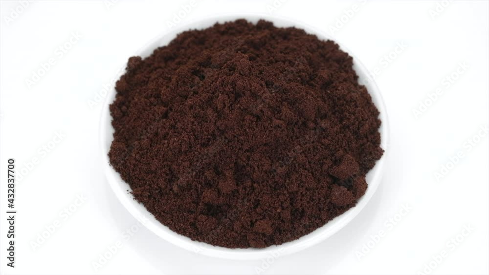 ground coffee isolated on white background, rotation ground coffee isolated on white background, rotation