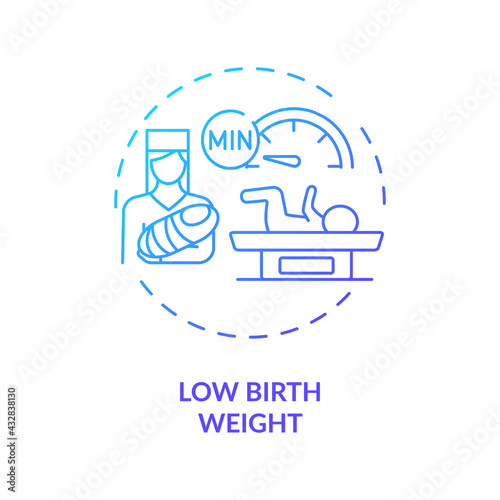 Low birthweight concept icon. Congenital hearing loss cause idea thin line illustration. Prematurity complications. Serious health issues. Cognitive deficits. Vector isolated outline RGB color drawing