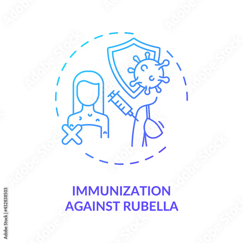Immunization against rubella concept icon. Hearing loss prevention idea thin line illustration. Preventing highly contagious disease. Fever, rash treatment. Vector isolated outline RGB color drawing