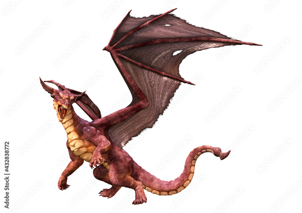 Fototapeta premium 3D Rendering Fairy Tale Dragon on White