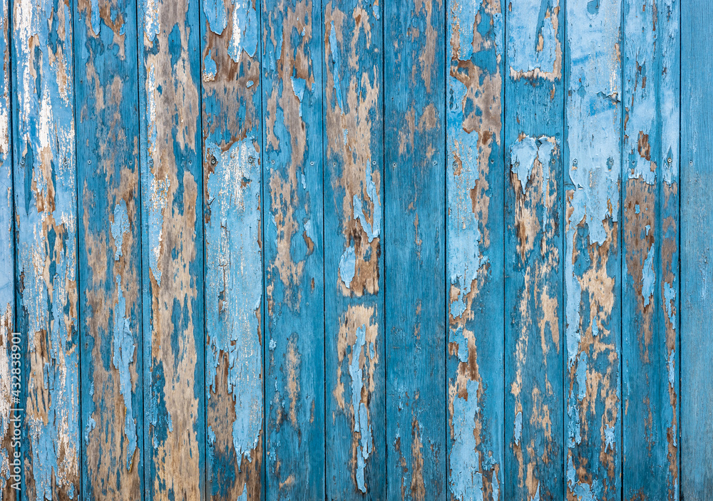 Old blue wood wall background weathered rain till decay. Old blue wood wall background weathered rain till decay.