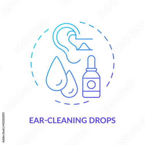 Ear-cleaning drops concept icon. Ear hygiene method idea thin line illustration. Earwax, debris softening, removal. Clog treatment. Self-cleaning mechanism. Vector isolated outline RGB color drawing