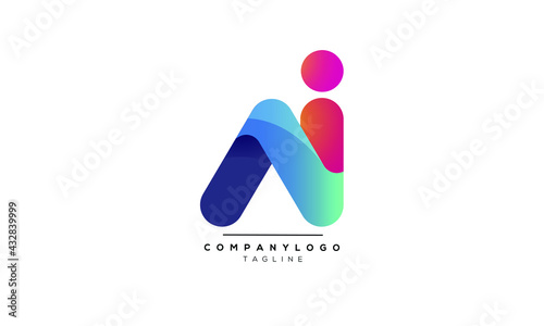 AI initials monogram letter text alphabet logo design