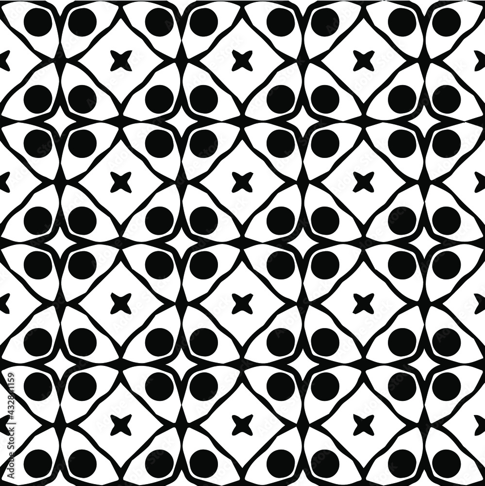 Fototapeta premium Geometric vector pattern with Black and white colors. Seamless abstract ornament for wallpapers and backgrounds.