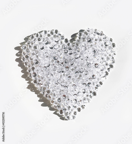 beautiful white glowing heart made of diamond crystals