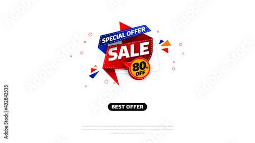 Free Download Sale banner template design with geometric background , Big sale special offer up to 80% off. Super Sale, end of season special offer banner. vector illustration. - GFXLoad